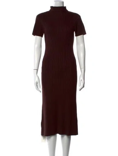 Pre-owned Staud Merino Wool Midi Length Dress In Brown