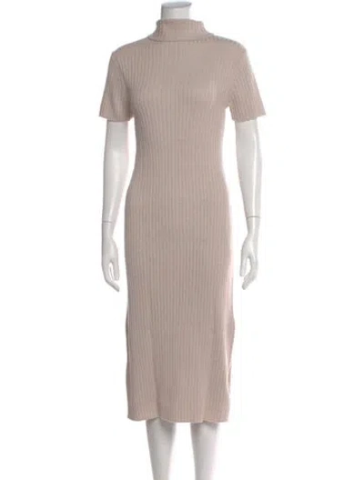 Pre-owned Staud Merino Wool Midi Length Dress In Neutral