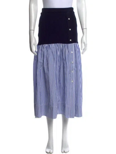 Pre-owned Staud Merino Wool Midi Length Skirt In Blue