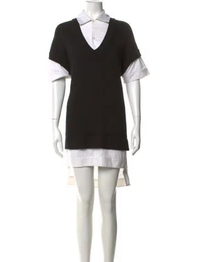 Pre-owned Staud Merino Wool Mini Dress In Black