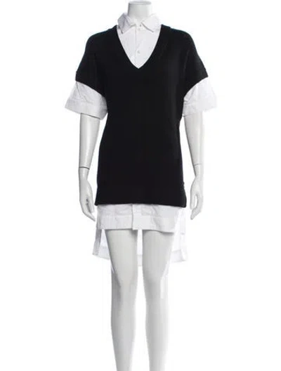 Pre-owned Staud Merino Wool Mini Dress In Black