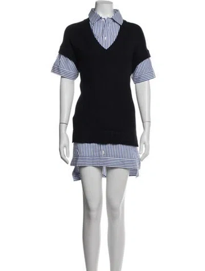 Pre-owned Staud Merino Wool Mini Dress In Blue