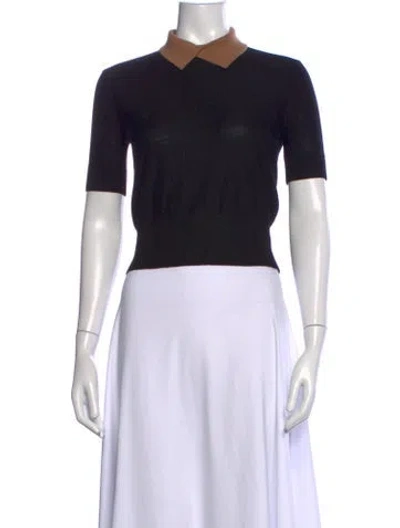 Pre-owned Staud Merino Wool Short Sleeve Polo In Black