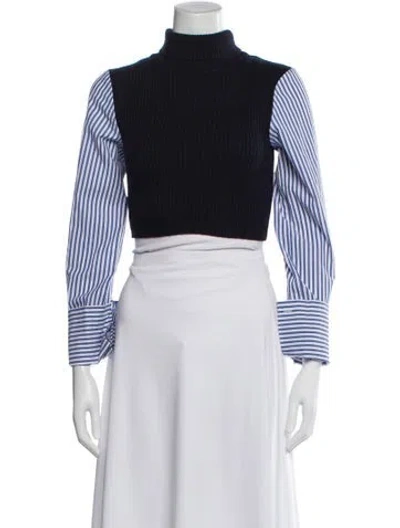 Pre-owned Staud Merino Wool Striped Crop Top In Multi