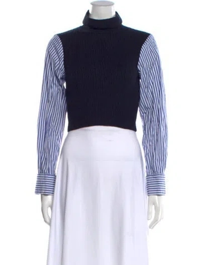Pre-owned Staud Merino Wool Striped Sweater In Blue
