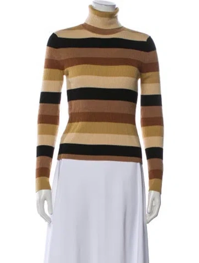 Pre-owned Staud Merino Wool Striped Sweater In Neutral