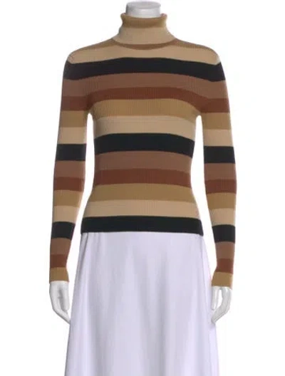 Pre-owned Staud Merino Wool Striped Sweater In Neutral