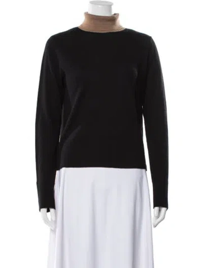 Pre-owned Staud Merino Wool Turtleneck Sweater In Black