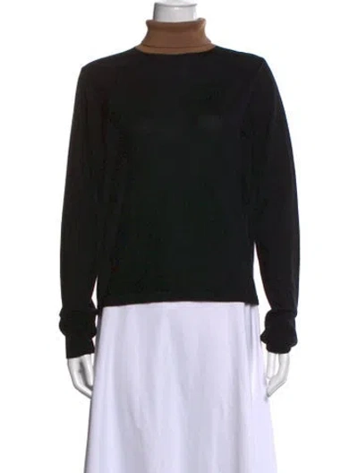 Pre-owned Staud Merino Wool Turtleneck Sweater In Black/brown