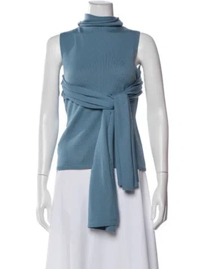 Pre-owned Staud Merino Wool Turtleneck Sweater In Blue