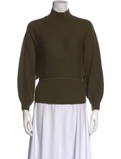 Pre-owned Staud Merino Wool Turtleneck Sweater In Green