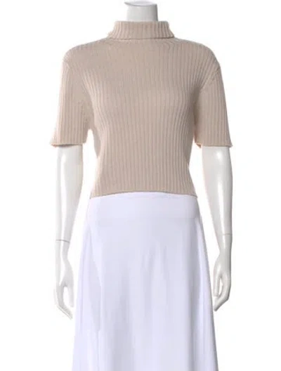 Pre-owned Staud Merino Wool Turtleneck Top In Neutral