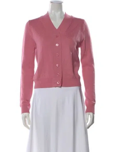 Pre-owned Staud Merino Wool V-neck Sweater In Pink