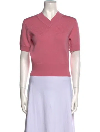 Pre-owned Staud Merino Wool V-neck Sweater W/ Tags In Pink