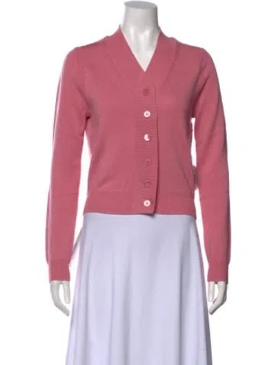 Pre-owned Staud Merino Wool V-neck Sweater W/ Tags In Pink