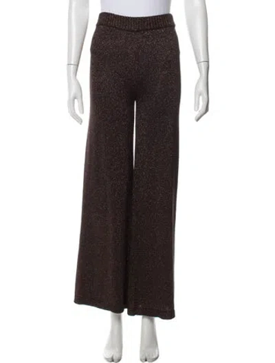 Pre-owned Staud Merino Wool Wide Leg Pants In Brown