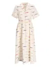 Staud Meryl Printed Linen Shirt Dress In White