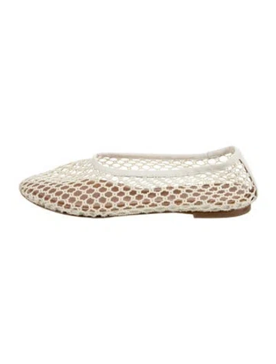 Pre-owned Staud Mesh Accents Ballet Flats In White