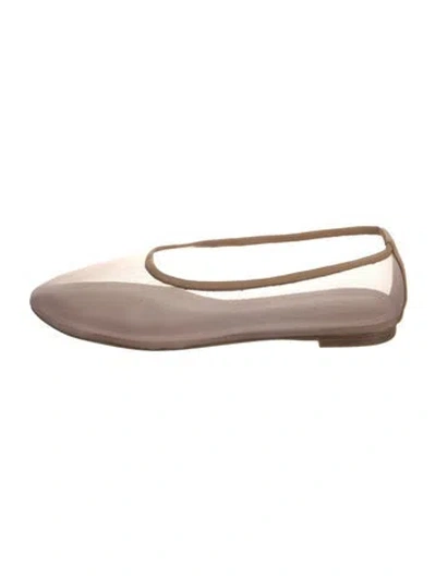 Pre-owned Staud Mesh Ballet Flats In Neutral