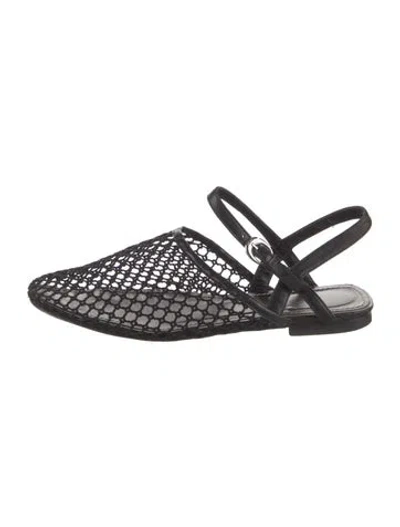 Pre-owned Staud Mesh Flats In Black
