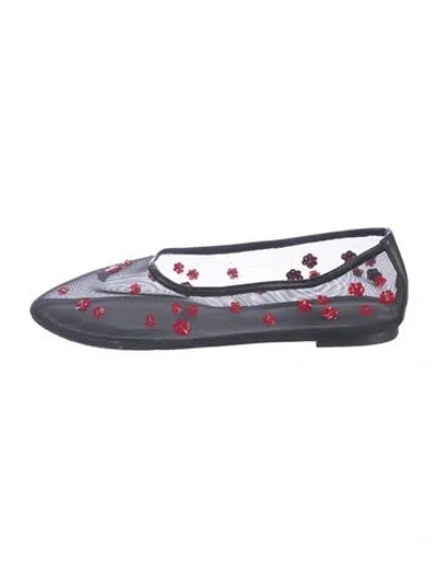 Pre-owned Staud Mesh Floral Print Ballet Flats In Blue