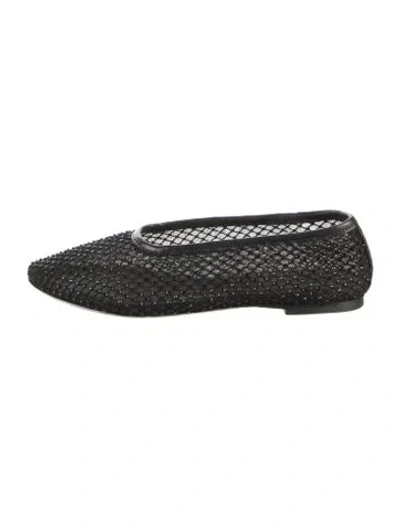 Pre-owned Staud Mesh Lace Pattern Ballet Flats In Black