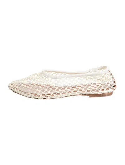 Pre-owned Staud Mesh Lace Pattern Ballet Flats In Neutrals