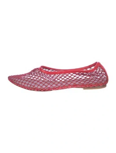 Pre-owned Staud Mesh Lace Pattern Ballet Flats In Pink/red