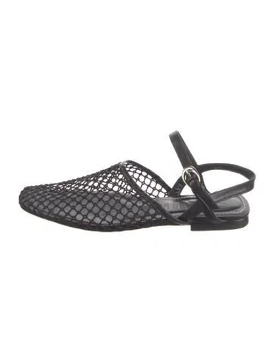 Pre-owned Staud Mesh Lace Pattern Flats In Black
