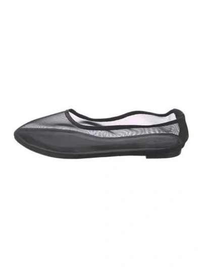 Pre-owned Staud Mesh Mesh Accents Ballet Flats In Black