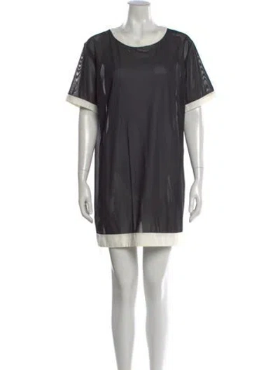 Pre-owned Staud Mesh Mini Dress In Black