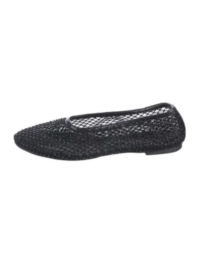 Pre-owned Staud Mesh Patterned Ballet Flats In Black