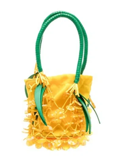 Pre-owned Staud Mesh Pietro Pineapple In Yellow