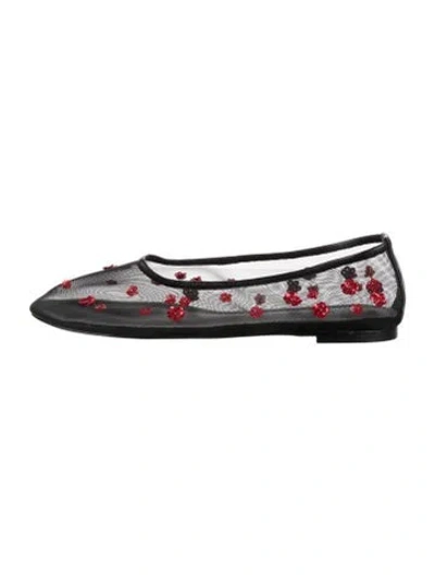 Pre-owned Staud Mesh Sequin Embellishments Ballet Flats In Silver
