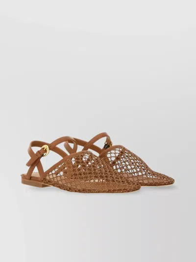 Staud Mesh Square Toe Sandals With Gold Hardware In Multi