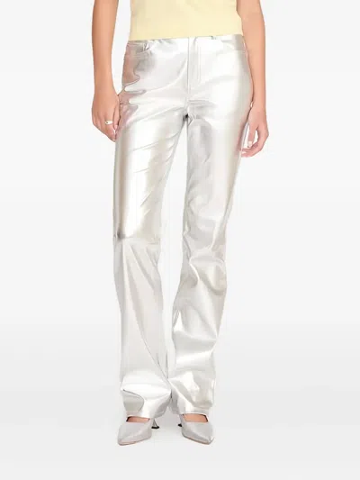 Staud Metallic-effect Trousers In Silver