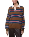 Staud Michael Cashmere Polo Sweater Savoy Stripe In Brown