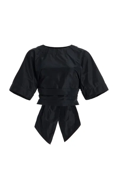 Staud Michelina Bow-detailed Shell Top In Black