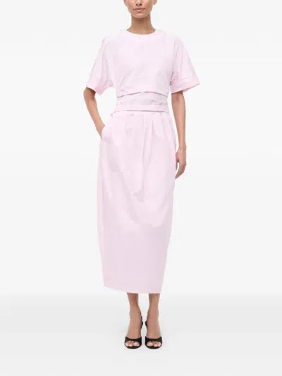 Staud Michelina Tie-detailed Taffeta Midi Dress In Black