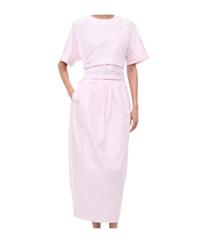 Staud Michelina Tie-waist Midi Dress In Pink