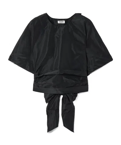 Staud Michelina Tie-detailed Taffeta Top In Black