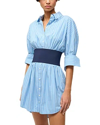 Staud Michelle Dress In Azure Pinstripe