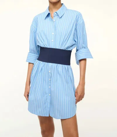 Staud Michelle Dress In Azure Pinstripe In Azure Pinstripe