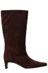 Staud 55mm Leather Pointed-toe Boots In Brown