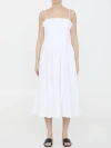 Staud Bella Womens Boning Poplin Midi Dress In White