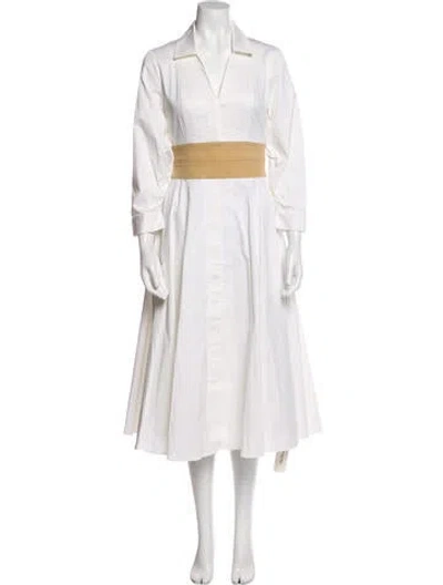 Pre-owned Staud Midi Length Dress In White