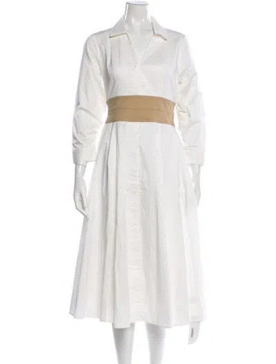 Pre-owned Staud Midi Length Dress In White
