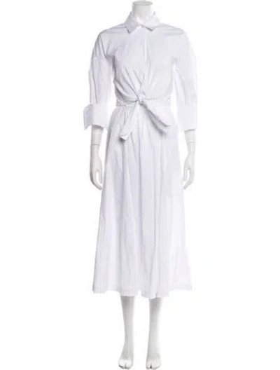 Pre-owned Staud Midi Length Dress In White