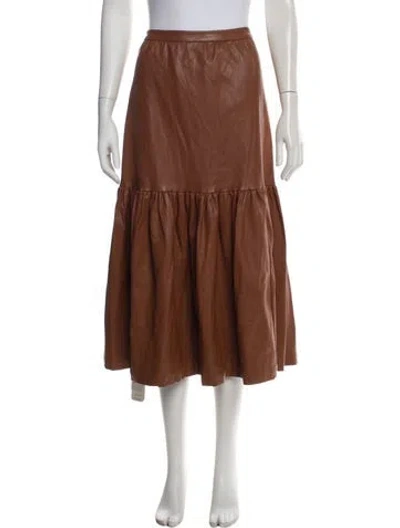 Pre-owned Staud Midi Length Skirt In Brown