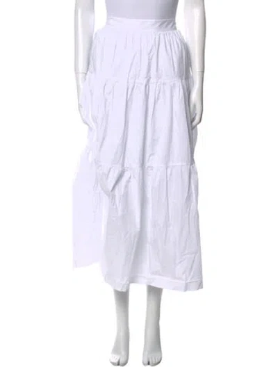 Pre-owned Staud Midi Length Skirt In White